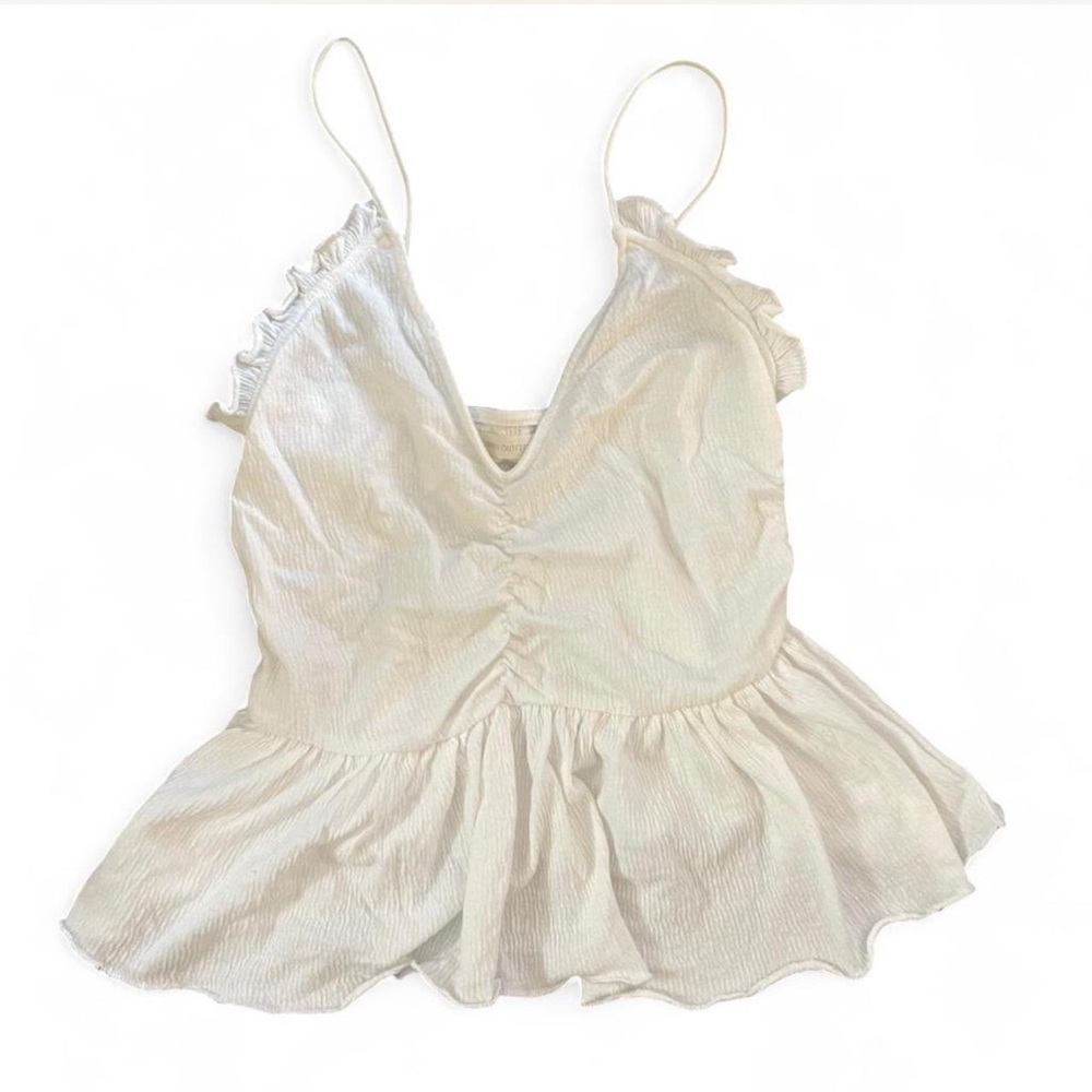 Urban Outfitters Ivory Ruffle Crop Top